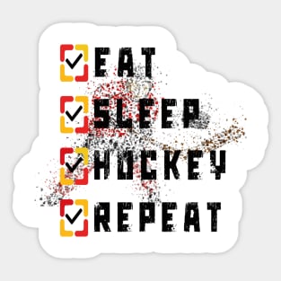 eat sleep hockey repeat hockey lovers Sticker